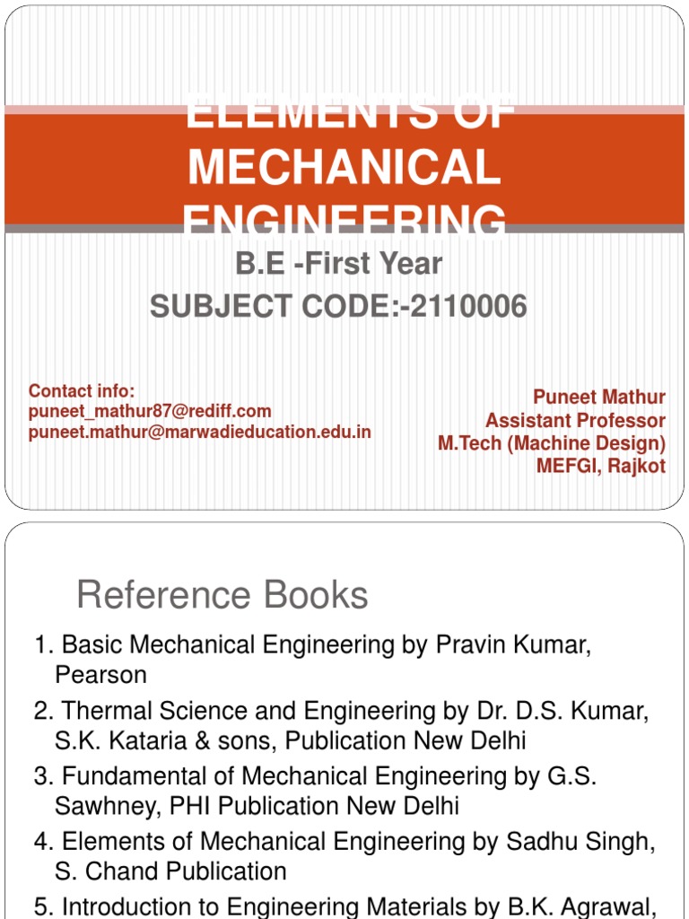 Elements of Mechanical Engineering | PDF | Internal Combustion Engine ...