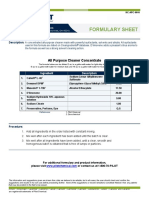 Formulary Sheet: All Purpose Cleaner Concentrate
