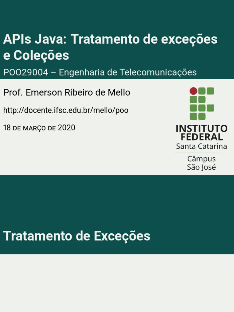 Tratamento de Exceções em Java | PDF | Java (linguagem de programação ...