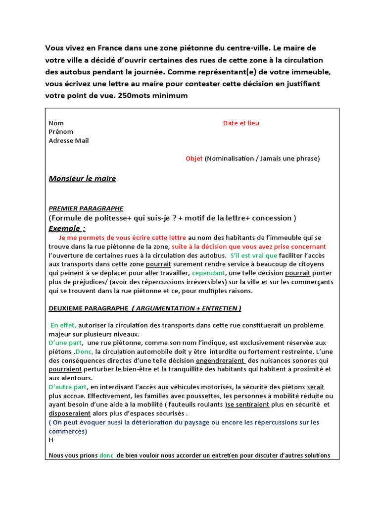 Lettre Type Delf b2  PDF  Piéton  Transport