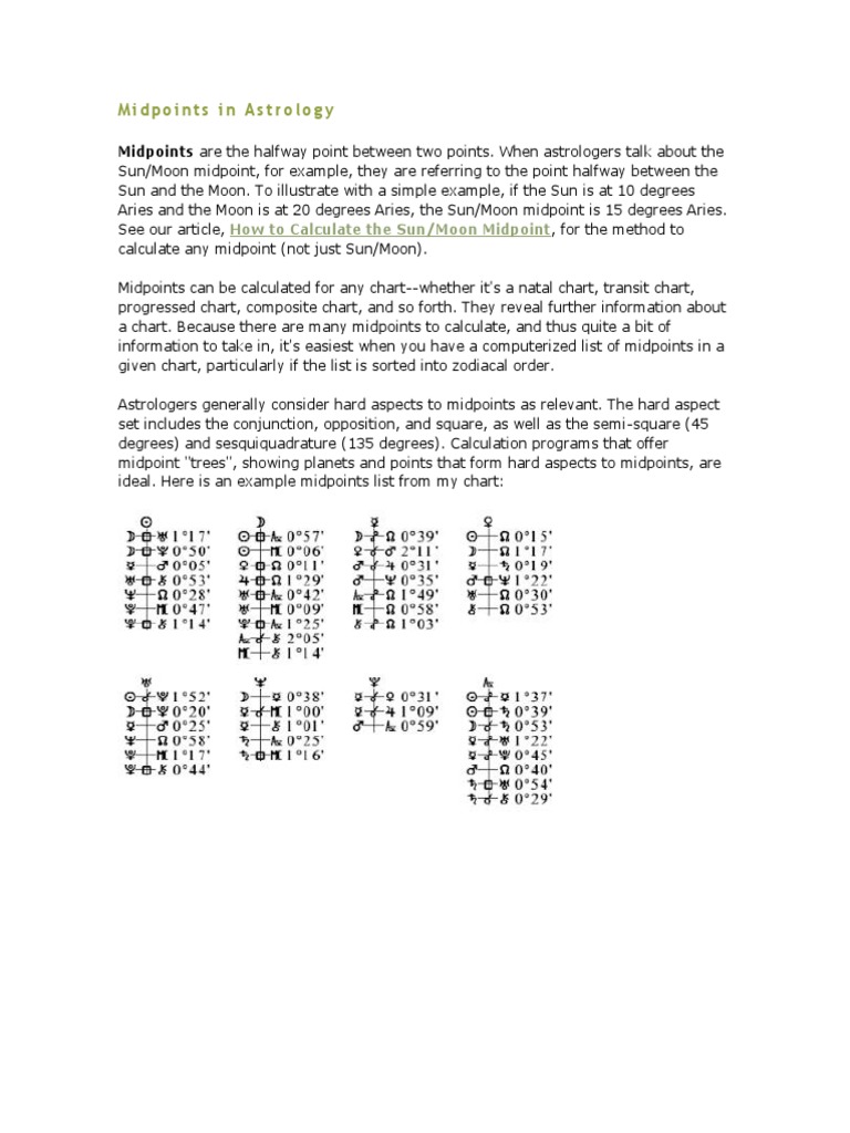 Midpoints in Astrology PDF | PDF | Planets In Astrology