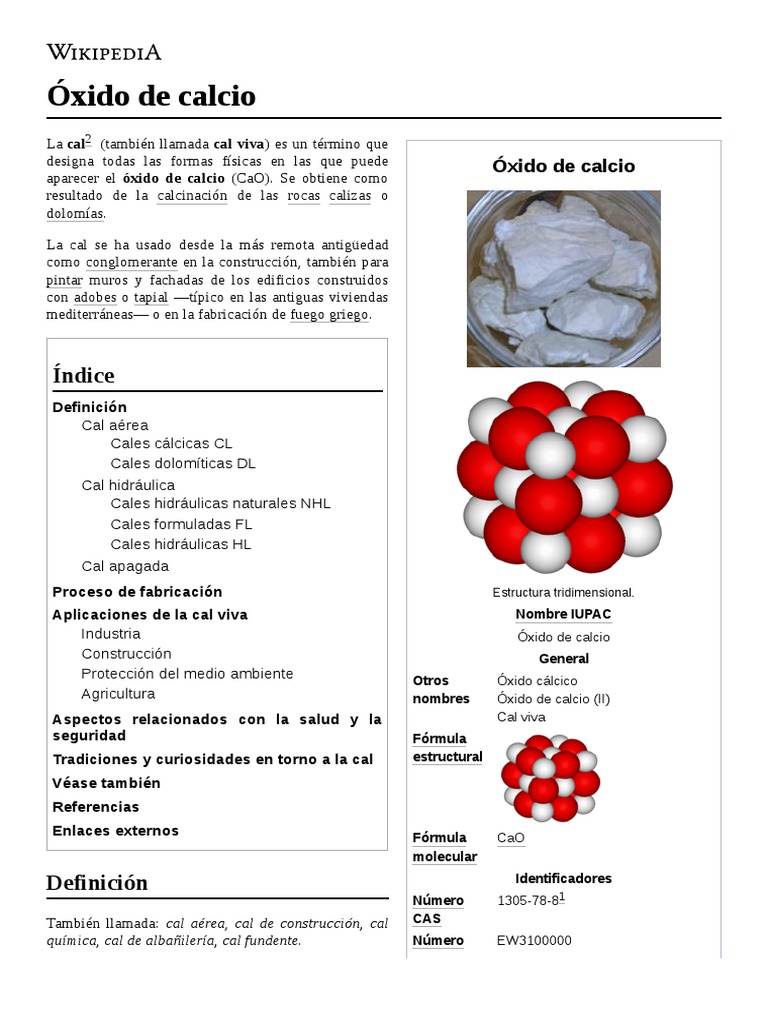 Óxido de Calcio | PDF | Química | Materiales