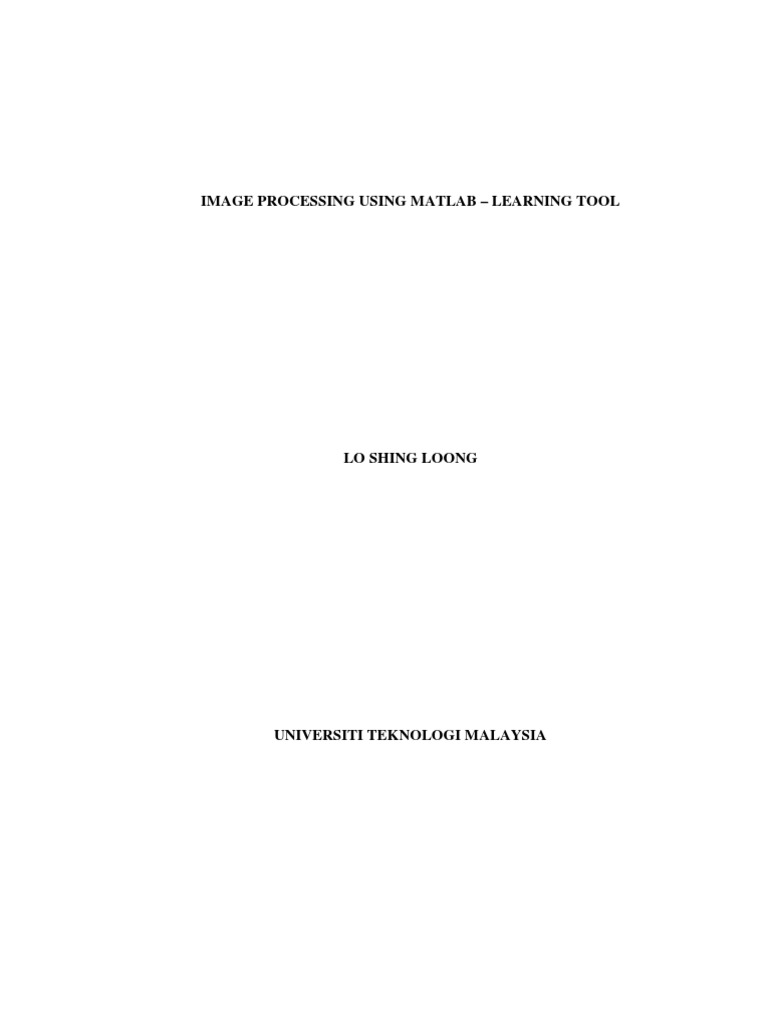 Image Processing Using Matlab - Learning Tool | PDF | Matlab ...