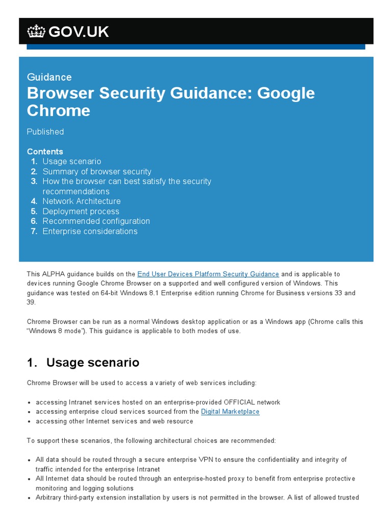 Browser Security Guidance: Google Chrome: Gov - Uk | PDF | Proxy Server ...