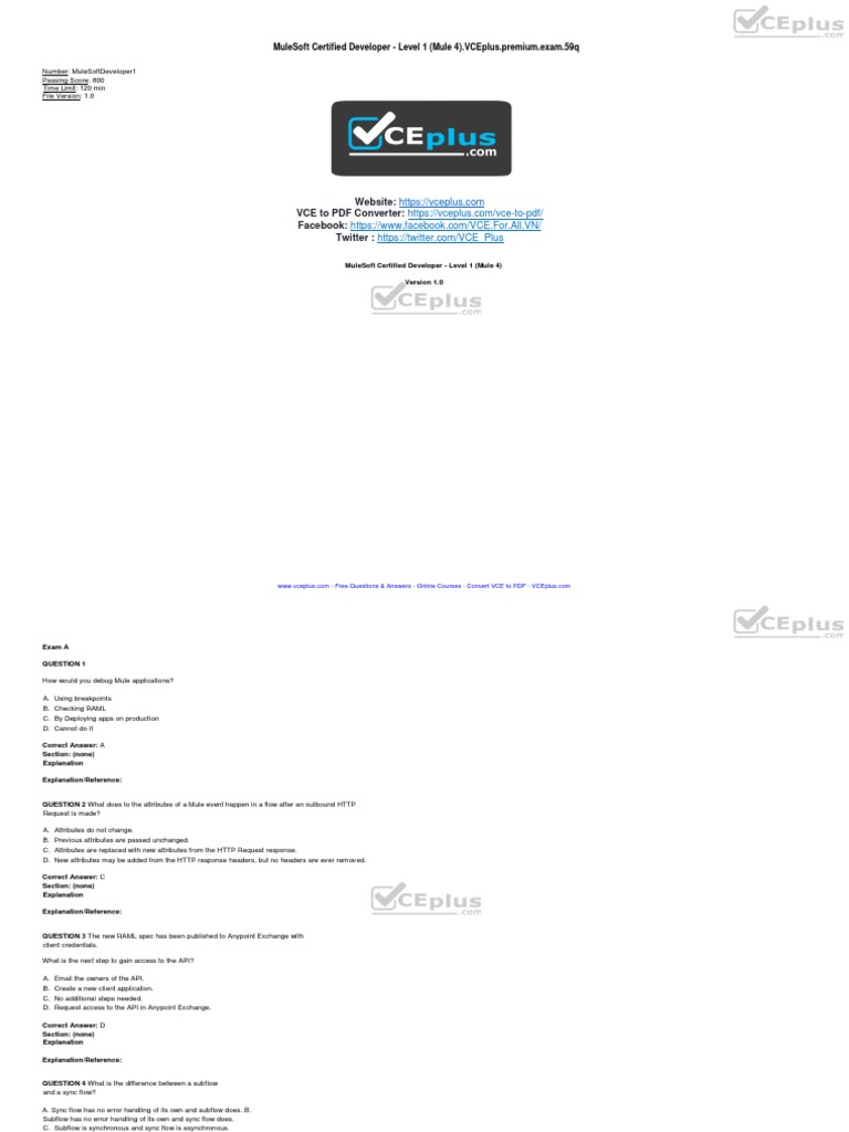 MuleSoft Developer Exam Guide | PDF | Application Programming Interface ...