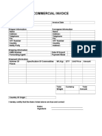 Commercial Invoice: Reset Form