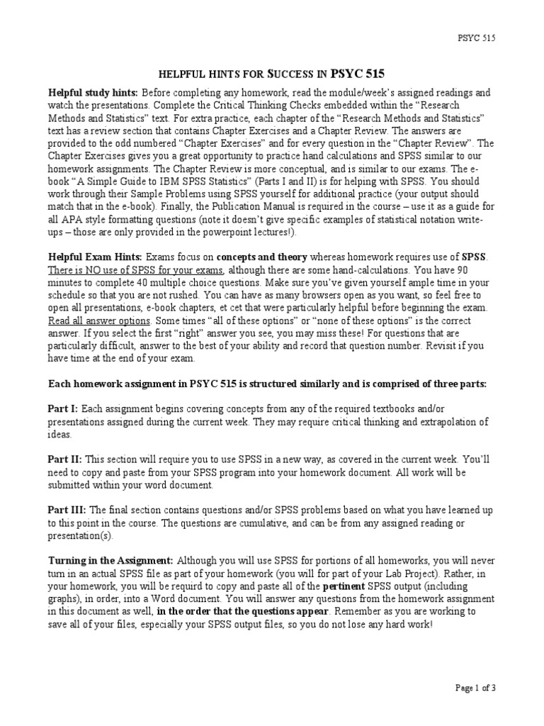 Study Tips for PSYC 515 Success | PDF | Analysis Of Variance | Dieting