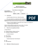 High School Department Online Class Accomplishment Report: Days: Time: Bsba 1D MWF 3:00-4:00