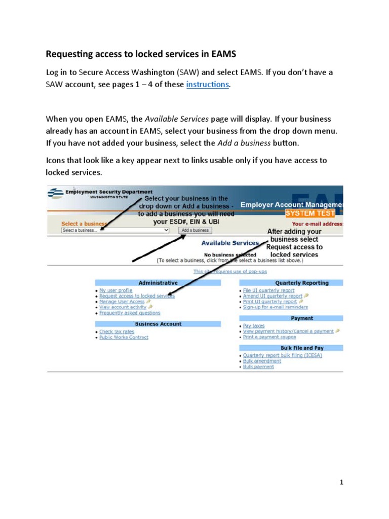 EAMS Access Guide for Businesses | PDF | Icon (Computing) | Software