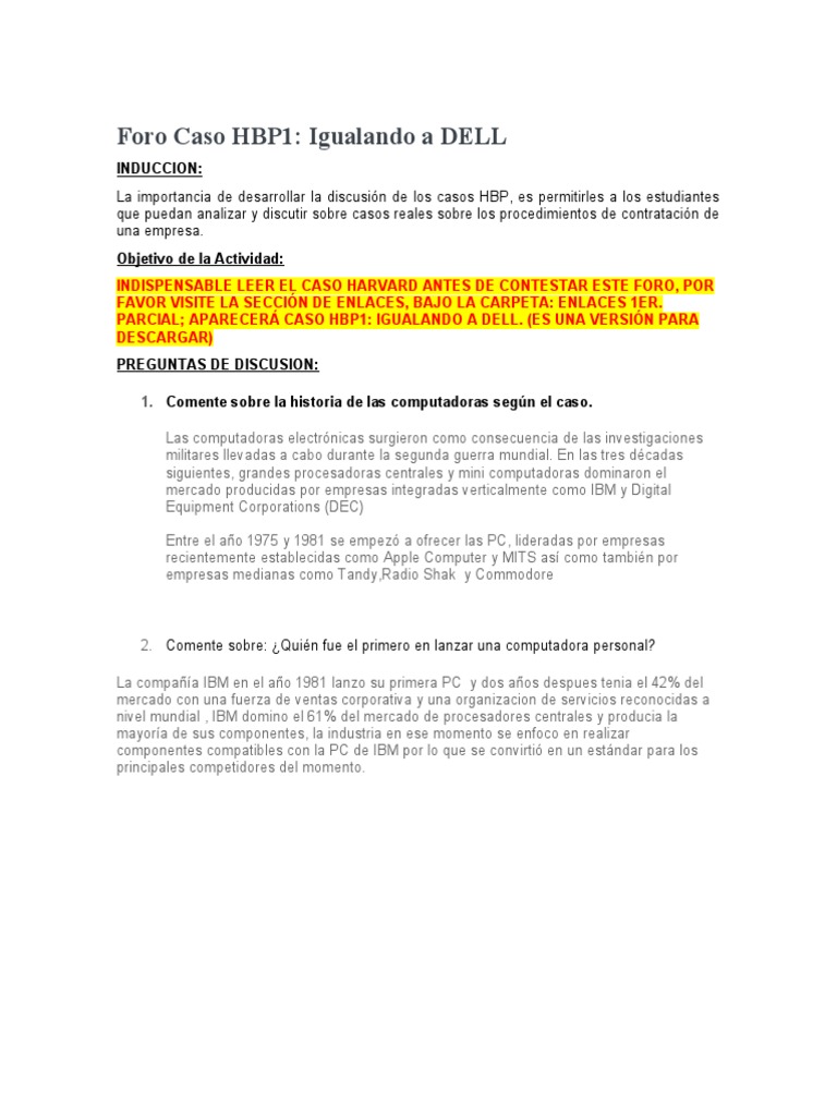 Foro sobre el Caso HBP1: DELL | PDF | Dell | Compatibles con PC Ibm