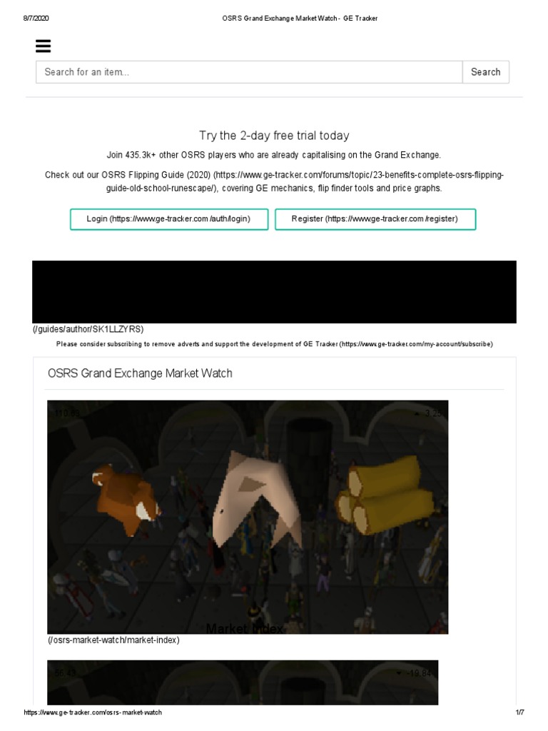 OSRS Grand Exchange Market Watch GE Tracker PDF Index (Economics