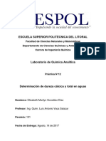 Informe 12 - Dureza Cálcica y Total - González, Elizabeth - Paralelo 101