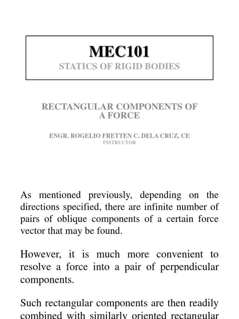 Rectangular Force Components in Statics | PDF | Force | Euclidean Vector