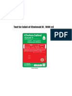 Text For Label of Cholenak IV, 1000 ML: (Cholera Saline)