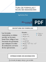 Escritura de Formulas y Sentencias de Asignación