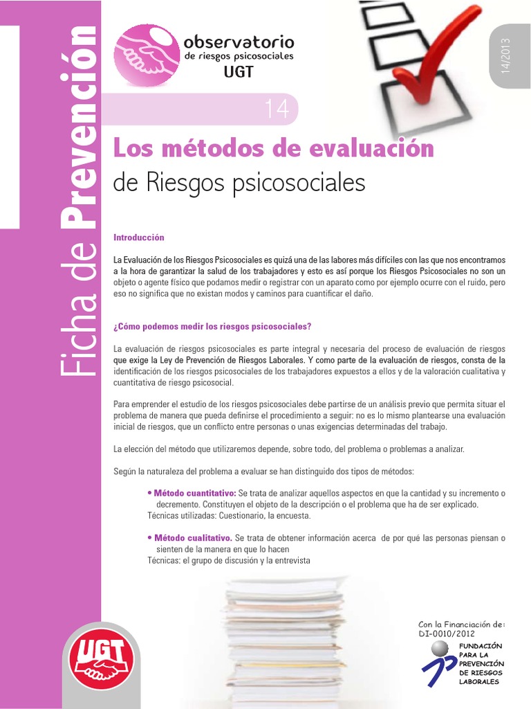 UGT - Ficha de Prevención 14 - Métodos de Evaluación de Riesgos ...