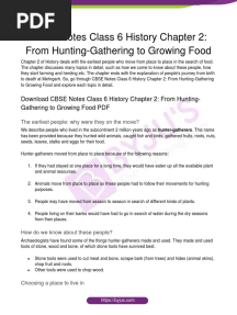 CBSE Notes Class 6 History Chapter 2: From Hunting-Gathering To Growing Food