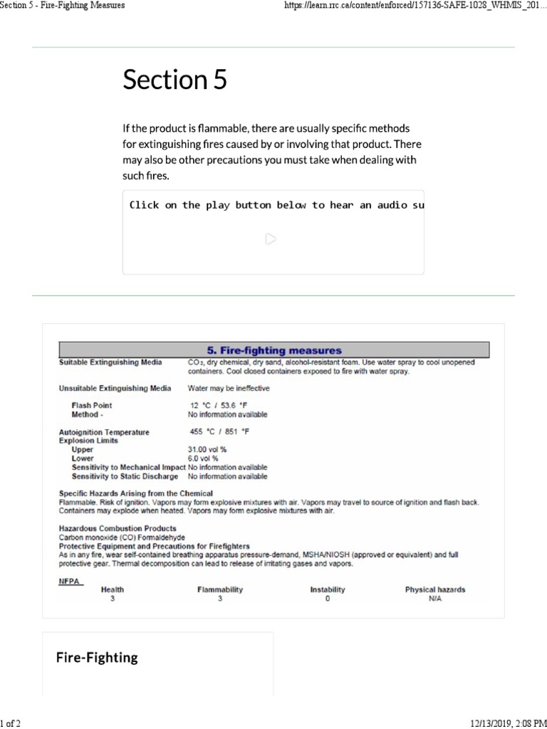 Section 5 - Fire-Fighting Measures | PDF | Science & Mathematics ...