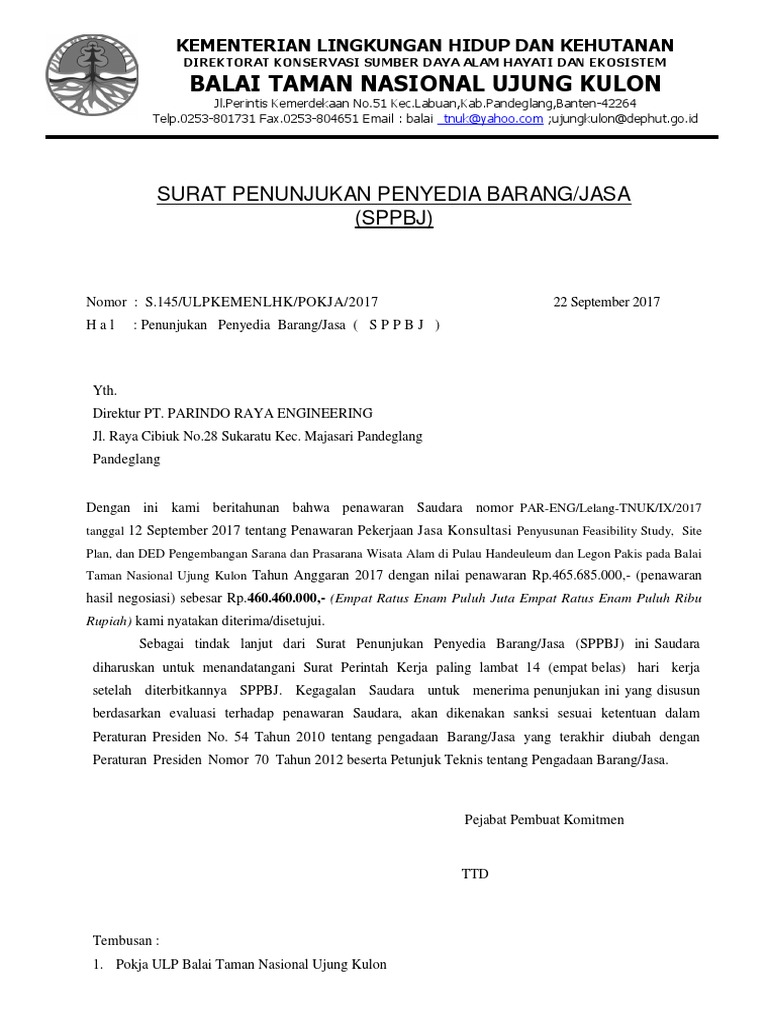 Surat Penunjukan - SPPBJ | PDF