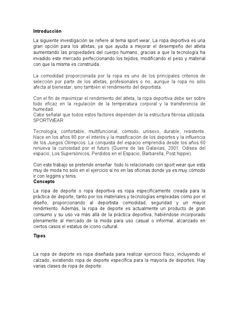Abultar En cantidad chocolate Trabajo Ropa Deportiva | PDF | Fibra sintética | Fashion