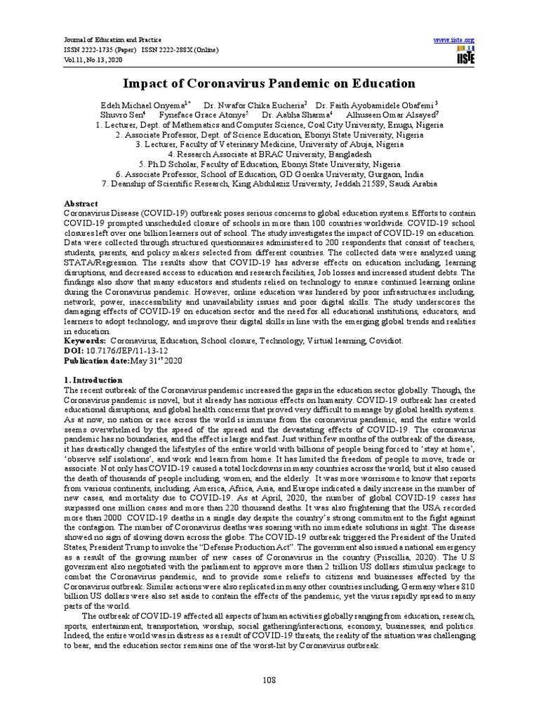 COVID-19's Impact on Global Education | PDF | Educational Technology ...