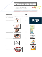 Activity 2.2 in Science 1 Proper Care of The Body: Your Correct Answer