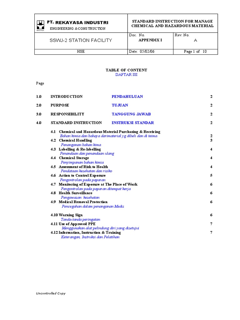 Sop4 Chemical & Hazardous Handling PDF Personal Protective