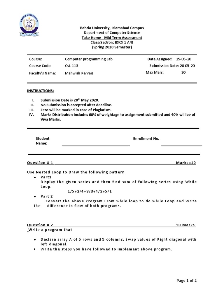 BSCS Programming Lab Assessment | PDF | String (Computer Science ...