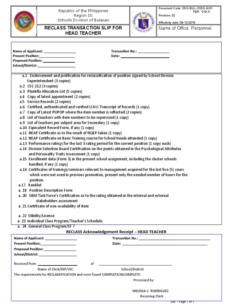 019 A Reclass Transaction Slip | PDF | Business