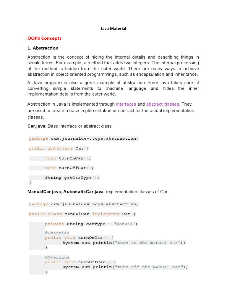 Abstraction: OOPS Concepts | PDF | Inheritance (Object Oriented ...