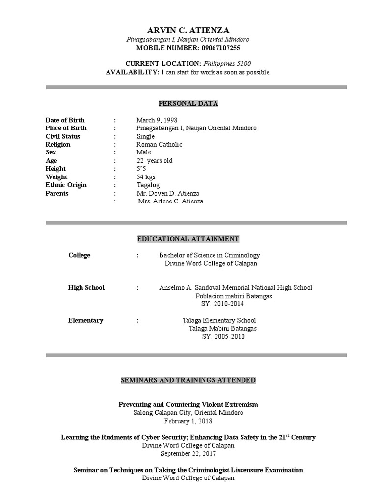 sample-criminology-resume-pdf