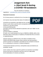 Disaster Management Act: Regulations: Alert Level 4 During Coronavirus COVID-19 Lockdown