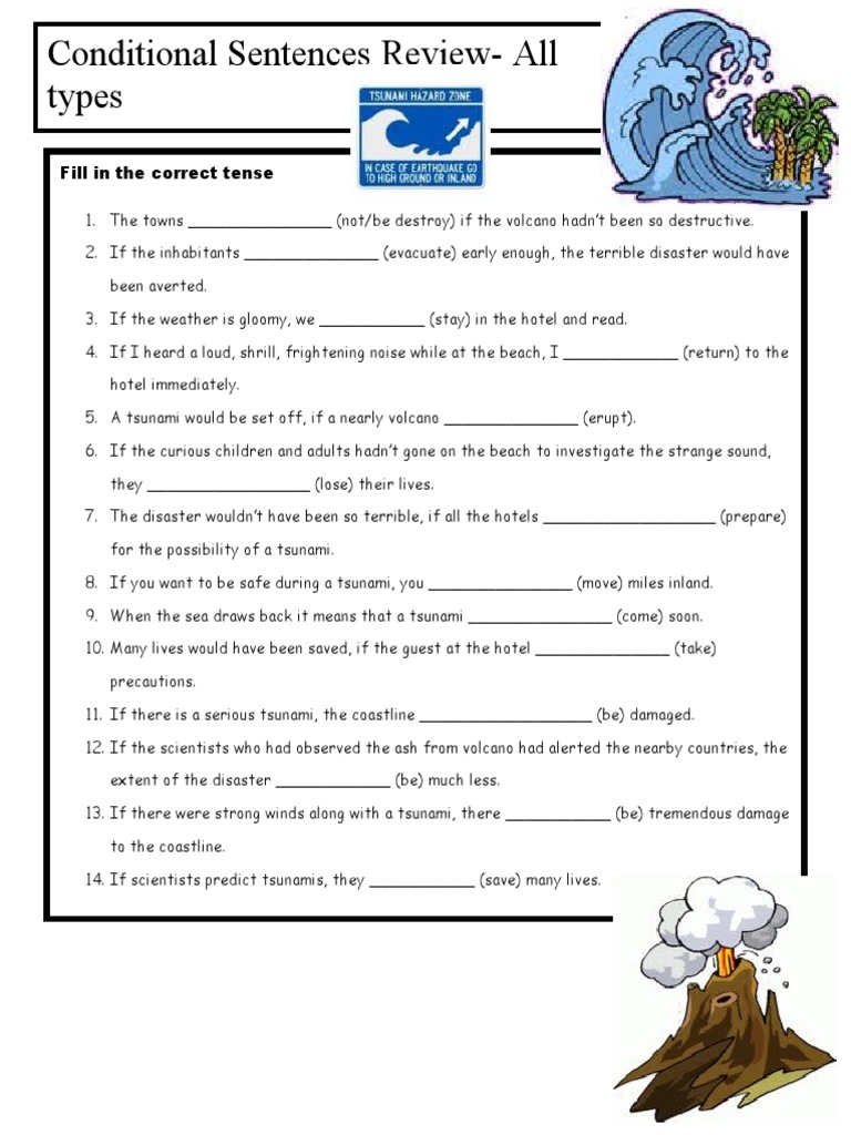 Conditional Sentences Review-All Types: Fill in The Correct Tense | PDF ...