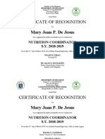 Certificate of Recognition: Mary Joan P. de Jesus