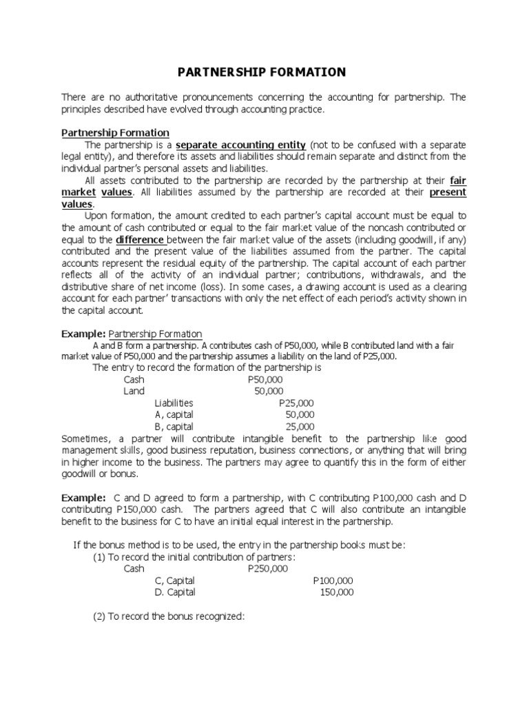 Partnership Formation and Accounting Methods | PDF | Goodwill ...