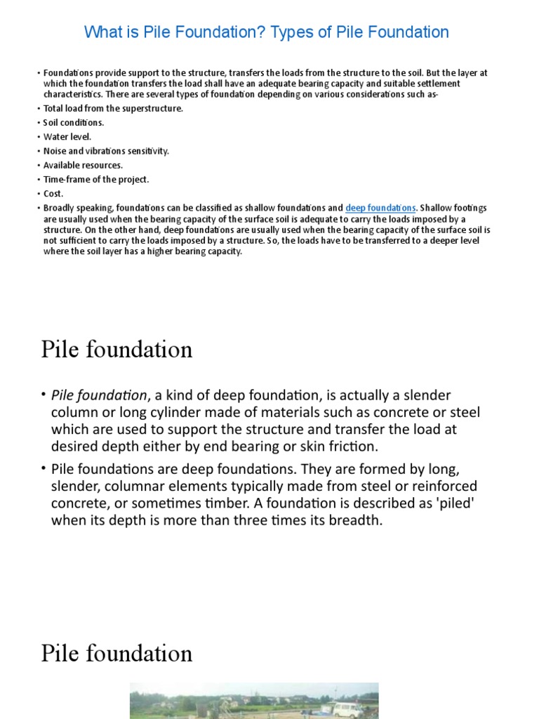 Types of Pile Foundations Explained | PDF | Deep Foundation ...