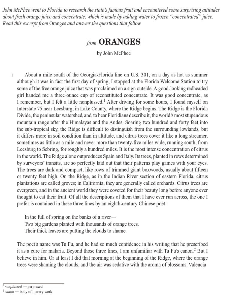 Organs John McPhee PDF Orange (Fruit) Citrus