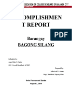Accomplishmen T Report: Barangay Bagong Silang
