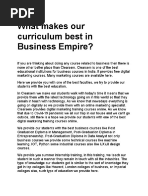 What makes our curriculum best in Business Empire