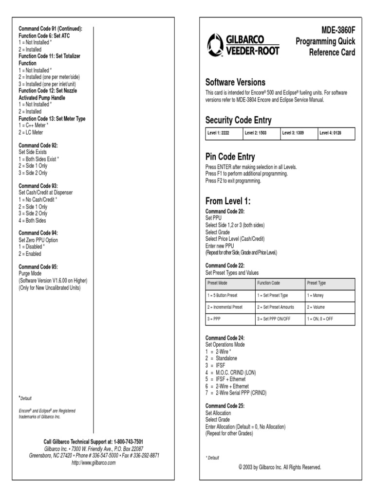 MDE-3860F Encore & Eclipse Prog. Quick Reference June 2003 | PDF ...