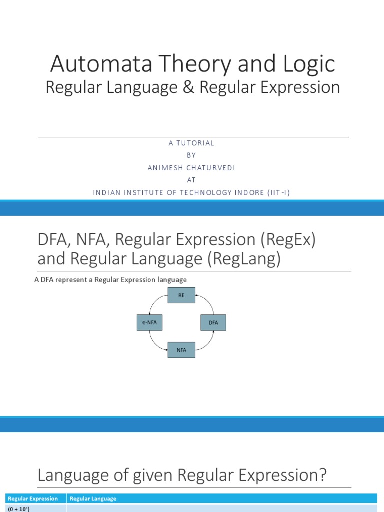 Automata Theory and Logic: Regular Language & Regular Expression | PDF ...