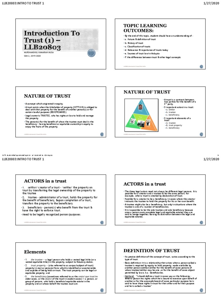 Introduction to Trust Law Concepts | PDF | Settlor | Trust Law