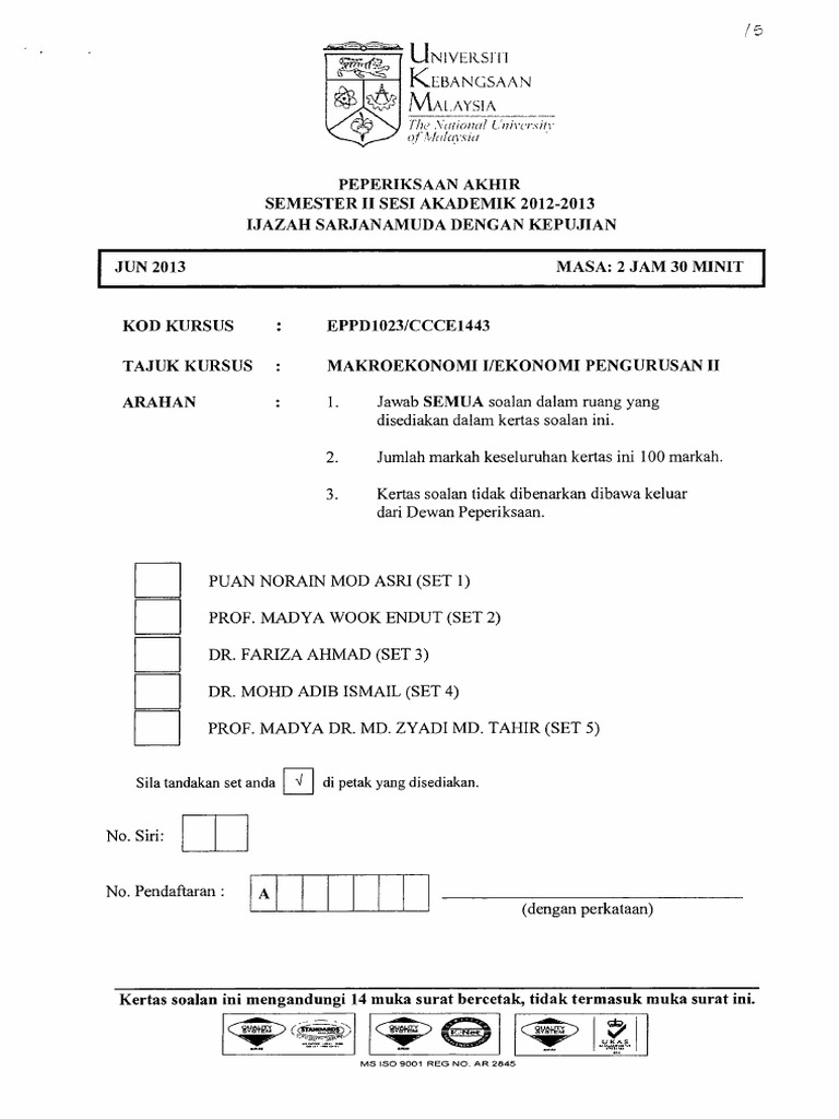 Eppd1023 Makroekonomi I Ekonomi Pengurusan Ii Pdf