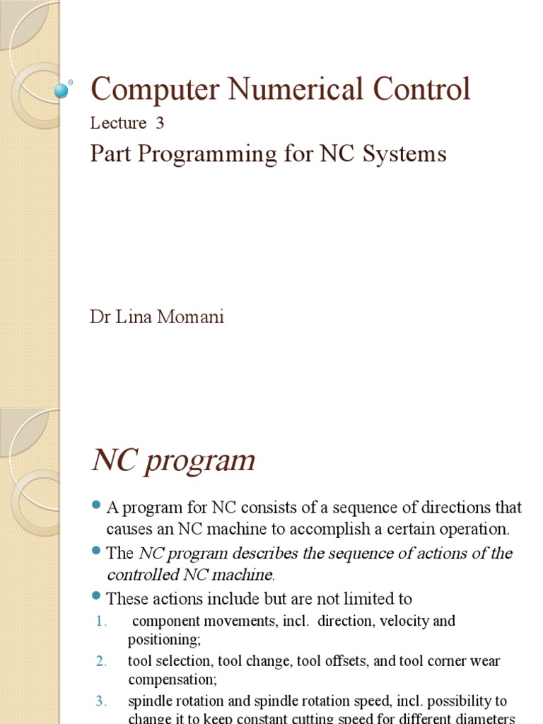 Computer Numerical Control: Part Programming For NC Systems | PDF ...
