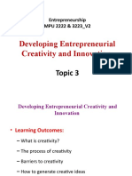 Developing Entrepreneurial Creativity and Innovation: Topic 3
