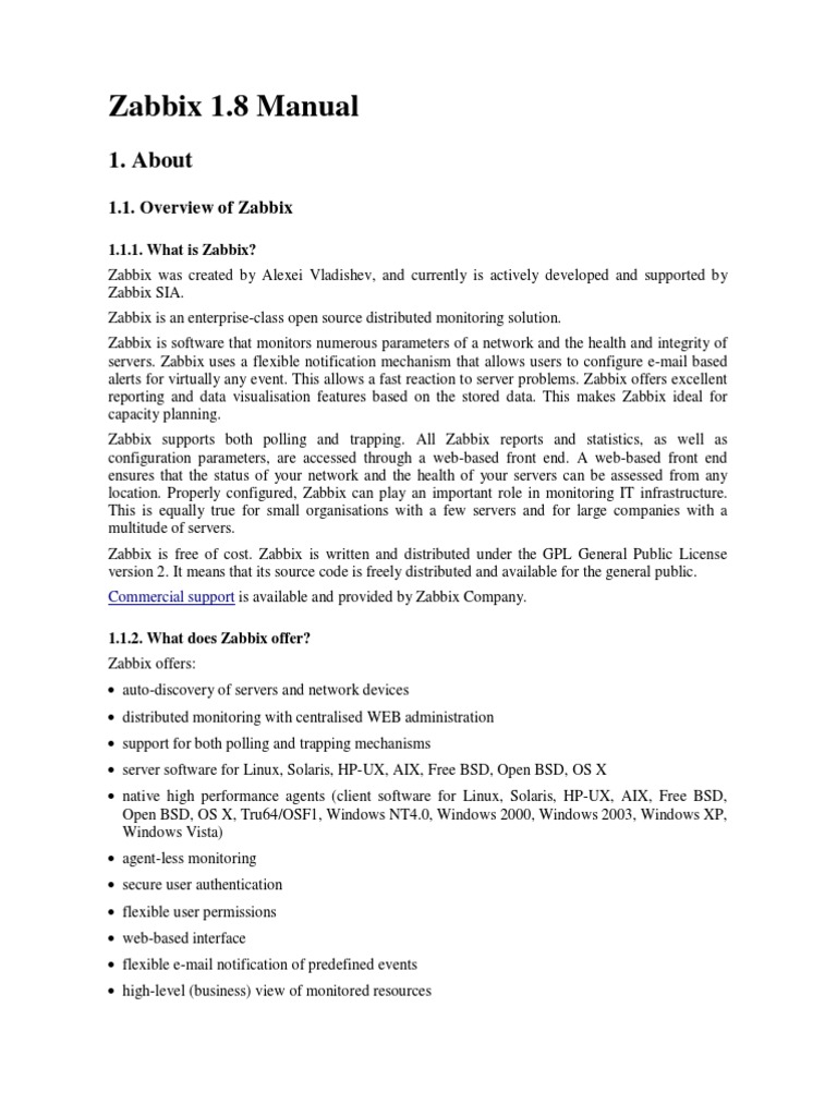 Zabbix 1.8 Overview and Features | PDF | Oracle Database | Php