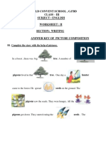 Emerald Convent School, G.FBD Class - Iii Subject: English Worksheet: Ii Section: Writing Answer Key of Picture Composition