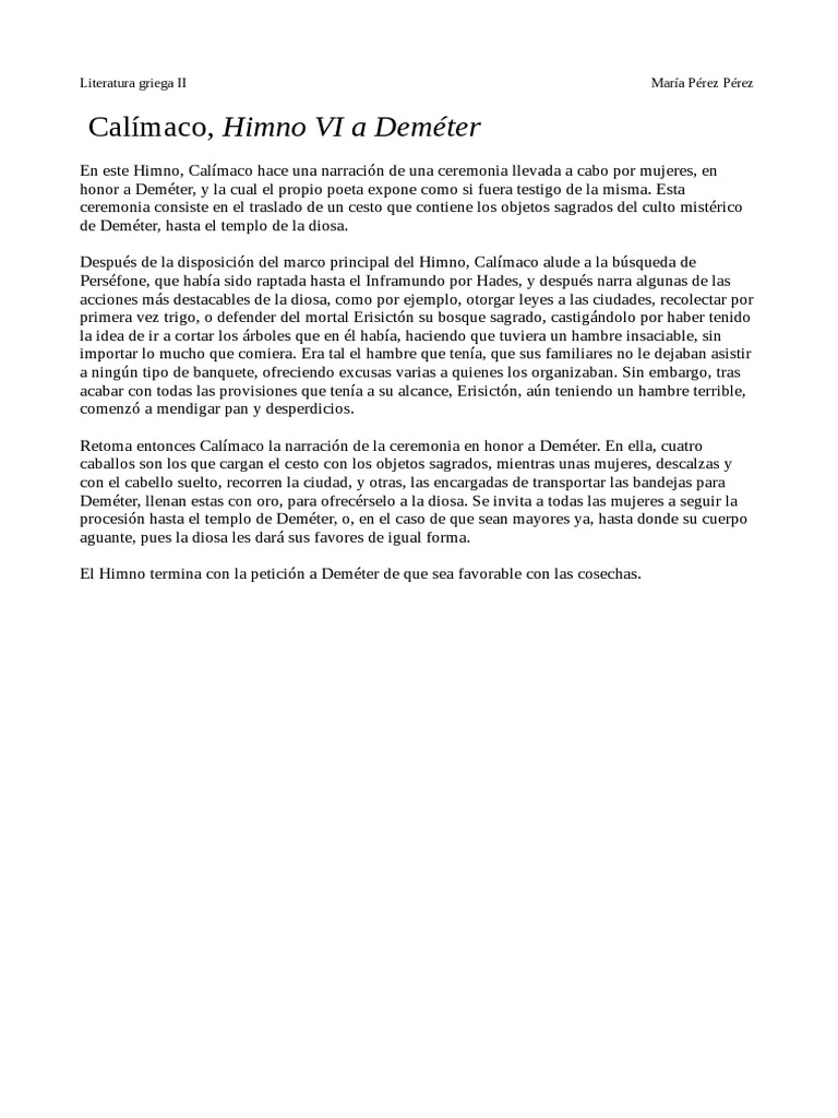 Calímaco, Himno | PDF