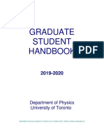 Graduate Student Handbook: Department of Physics University of Toronto