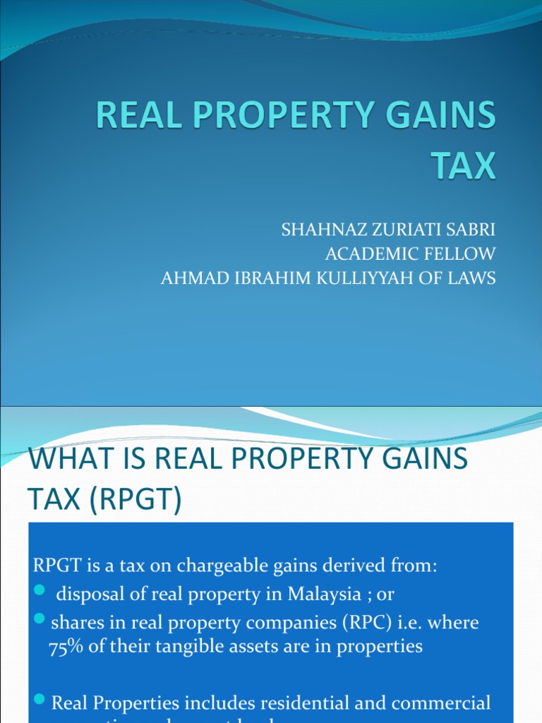 Understanding Real Property Gains Tax In Malaysia Pdf Receipt Taxes